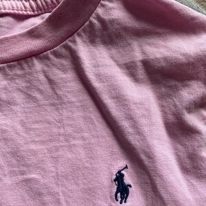 Ralph Lauren Pink Polo Tee with Navy Pony Logo small 6